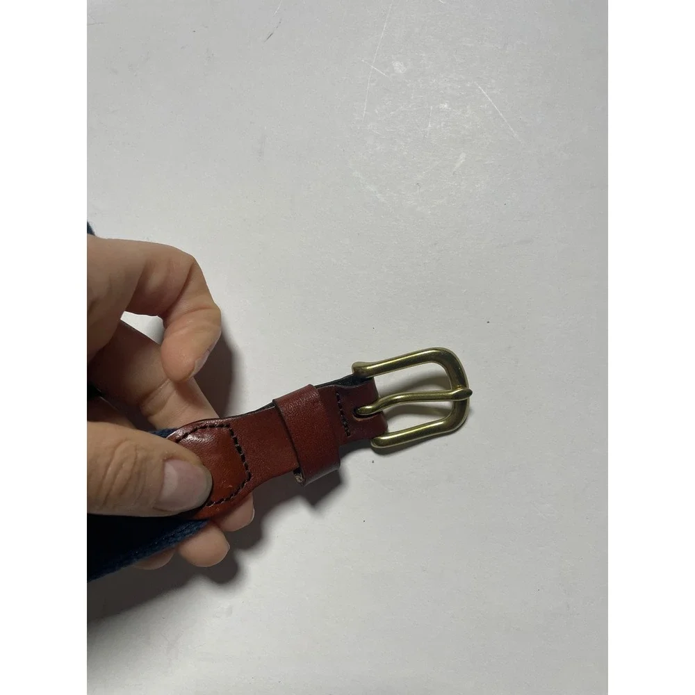 Leather Man Ltd Canvas Belt Kids Navy Blue Mallard Duck Embroidered Preppy Sport